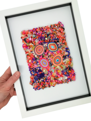 Textured Concentric Circles Fabric Art: Bright & Decorative 'Razzle Dazzle' #5