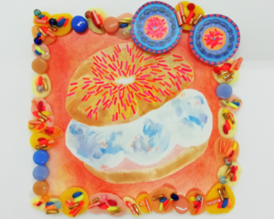 Colourful Framed Food Art - Bagel Ice Cream