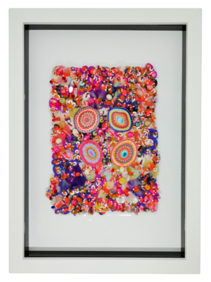Textured Concentric Circles Fabric Art: Bright & Decorative 'Razzle Dazzle' #5