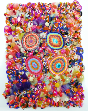 Textured Concentric Circles Fabric Art: Bright & Decorative 'Razzle Dazzle' #5