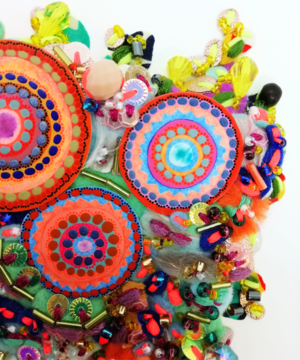 Sunny Citrus Summer Framed Textile Art - Decorative Fabric Collage