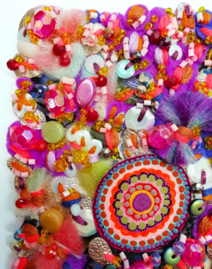 Textured Concentric Circles Fabric Art: Bright & Decorative 'Razzle Dazzle' #5