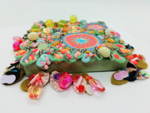 Hand Embroidered Wall Decor with Concentric Circles - Framed and Ready to Display