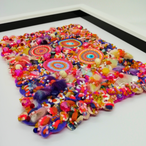 Textured Concentric Circles Fabric Art: Bright & Decorative 'Razzle Dazzle' #5