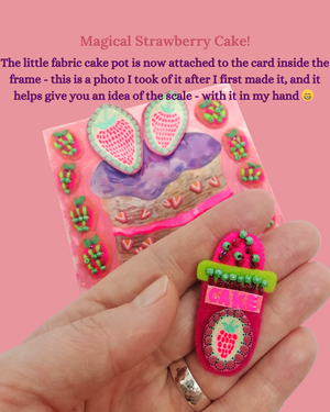 Colourful Fabric and Bead Strawberry Cake Painting