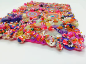 Textured Concentric Circles Fabric Art: Bright & Decorative 'Razzle Dazzle' #5