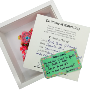 Hot Pink and Blue Abstract Fabric Art - Framed Textile Picture