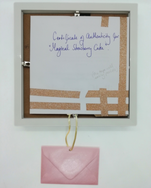 Colourful Fabric and Bead Strawberry Cake Painting