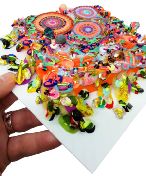 Sunny Citrus Summer Framed Textile Art - Decorative Fabric Collage