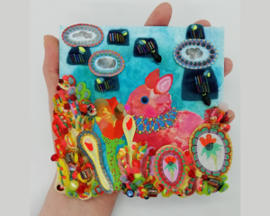Gouache Rabbit in Bloom: Textile Details & Whimsical Garden (Miniature Art)