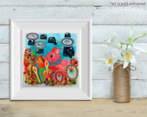 Gouache Rabbit in Bloom: Textile Details & Whimsical Garden (Miniature Art)