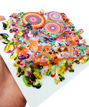 Sunny Citrus Summer Framed Textile Art - Decorative Fabric Collage