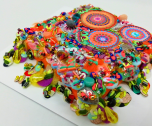 Sunny Citrus Summer Framed Textile Art - Decorative Fabric Collage