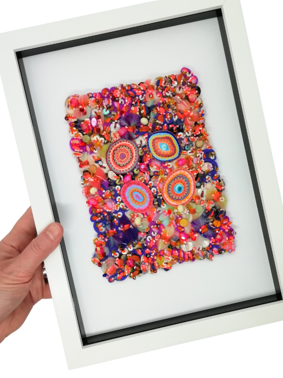 Textured Concentric Circles Fabric Art: Bright & Decorative 'Razzle Dazzle' #5