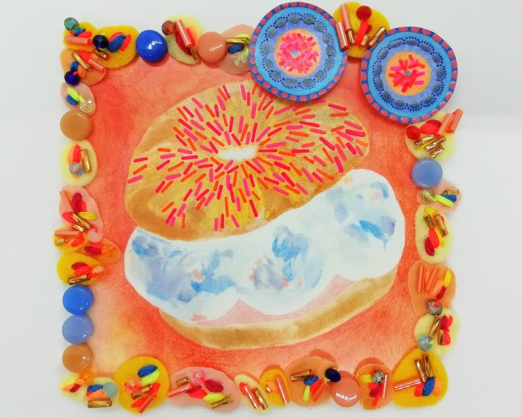 Colourful Framed Food Art - Bagel Ice Cream