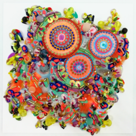 Sunny Citrus Summer Framed Textile Art - Decorative Fabric Collage